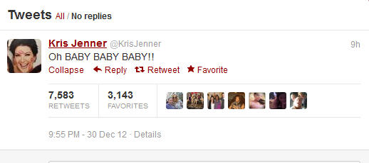 Kris Jenner Tweets About Kim's Pregnancy