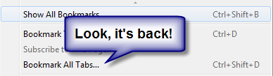 Firefox Bookmark Tab Pages Returns
