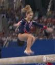 Shawn Johnson begins her Gold Medal Balance Beam performance