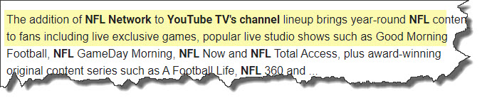 NFL Network YouTube TV Agreement